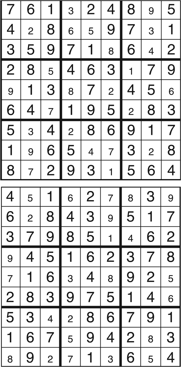 Solutions des sudokus du précédent numéro