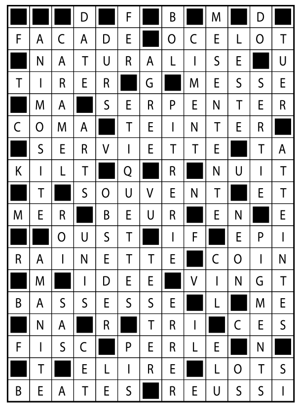Solutions des mots fléchés du précédent numéro