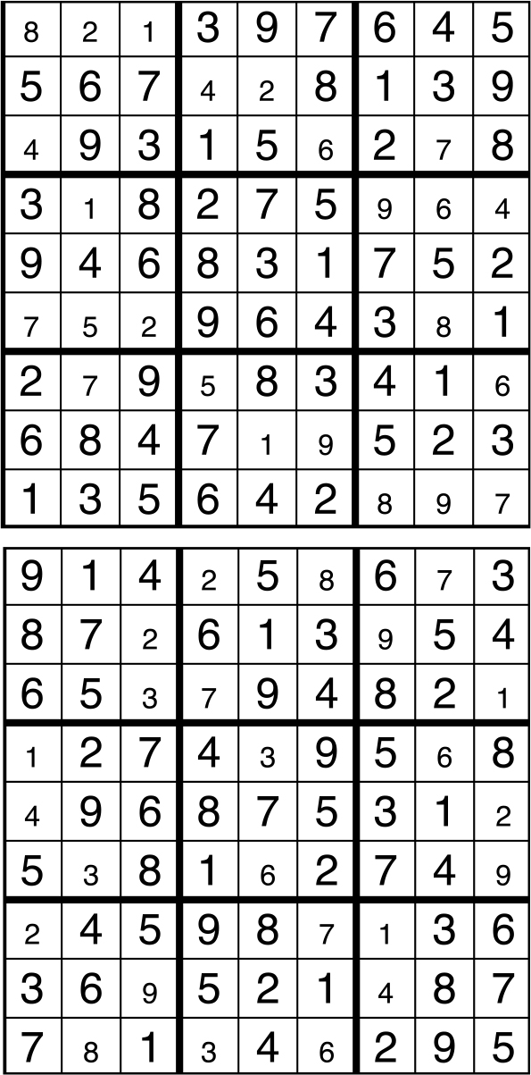 Solutions des sudokus du précédent numéro