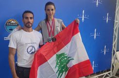 Chloé Chalhoub et son « mentor » Marc Bou Mansour, champion d’apnée en profondeur, titulaire de neuf records nationaux libanais. Photo DR