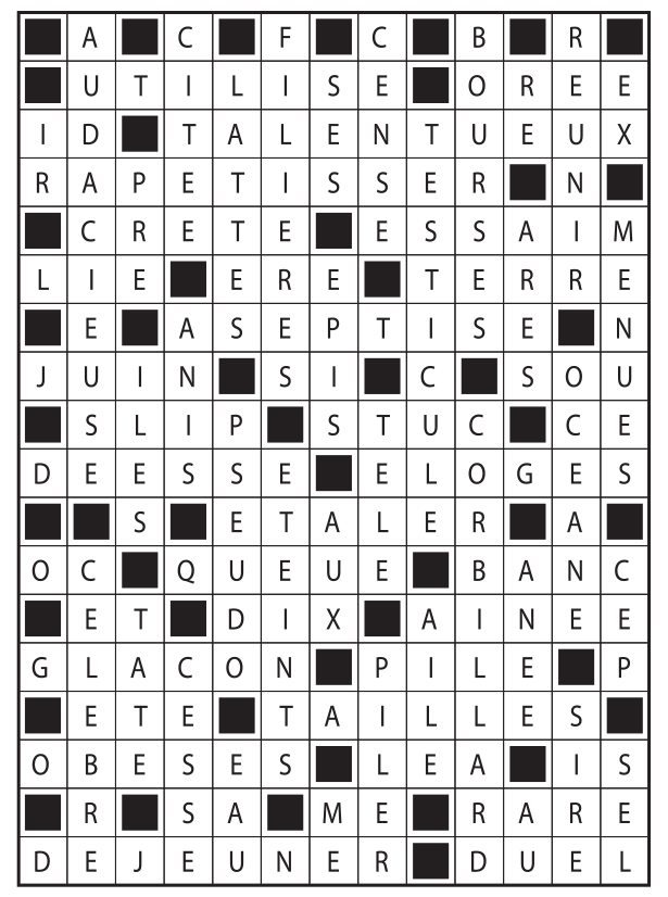 Solutions des mots fléchés du précédent numéro