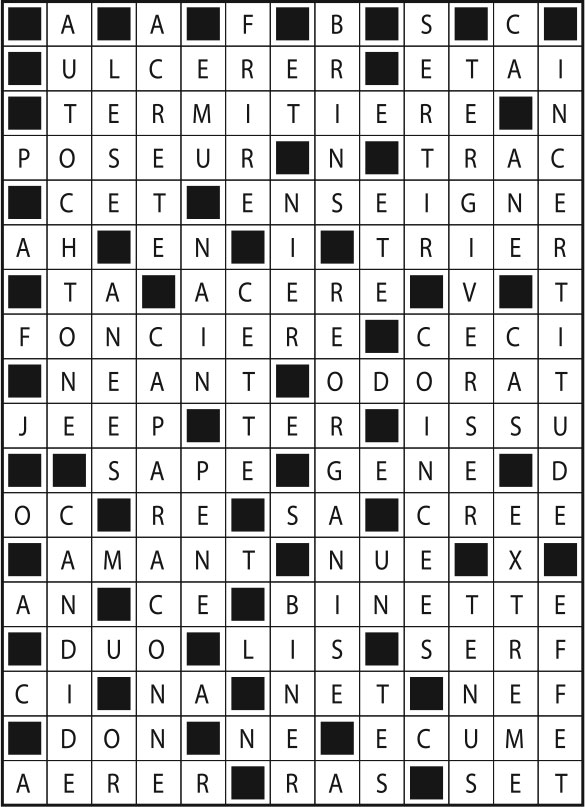 Solutions des mots fléchés du précédent numéro