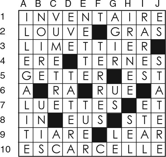 Solutions des mots croisés du précédent numéro