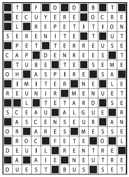 Solutions des mots fléchés du précédent numéro