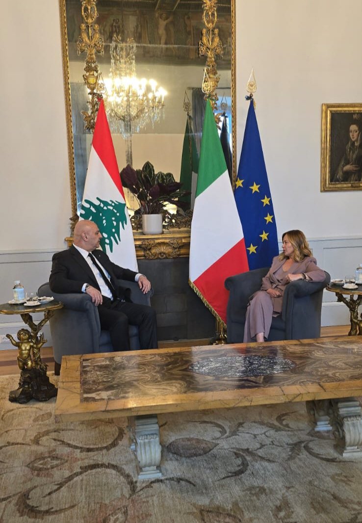 Aoun meets with Meloni in Rome ahead of Leo XIVs' enthronement Aoun meets with Meloni in Rome ahead of Leo XIVs' enthronement