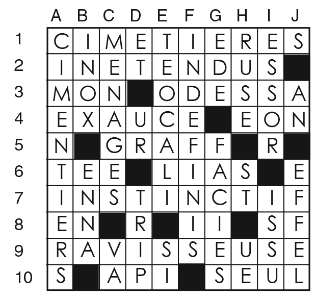 Solutions des mots croisés du précédent numéro