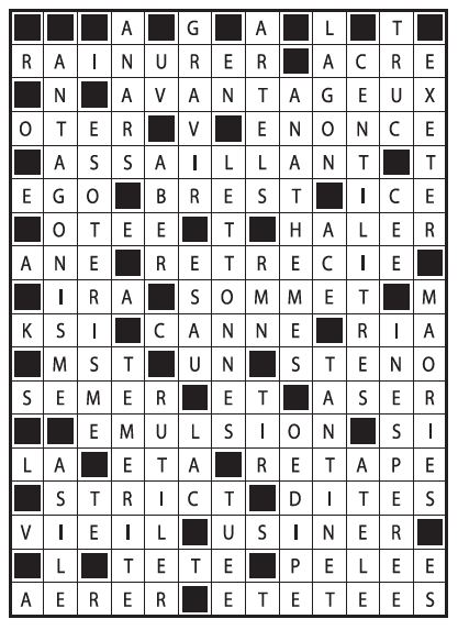 Solutions des mots fléchés du précédent numéro