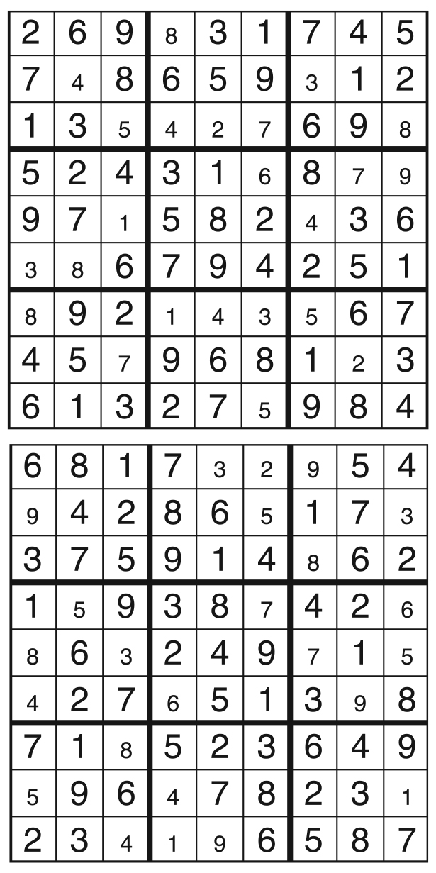 Solutions des sudokus du précédent numéro