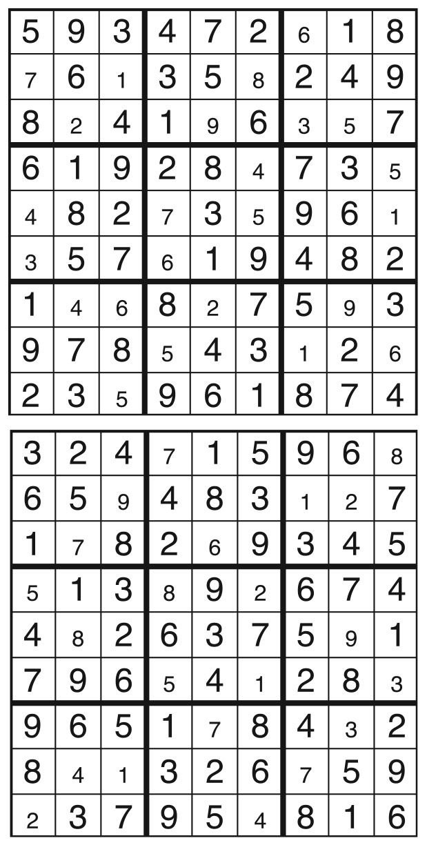 Solutions des sudokus du précédent numéro