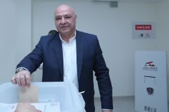 Joseph Aoun in his voting office in Aishieh. (Credit: Presidency's Facebook)