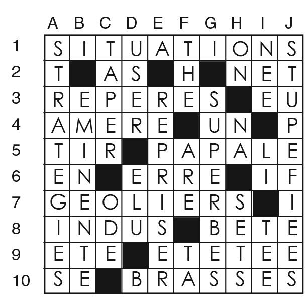 Solutions des mots croisés du précédent numéro