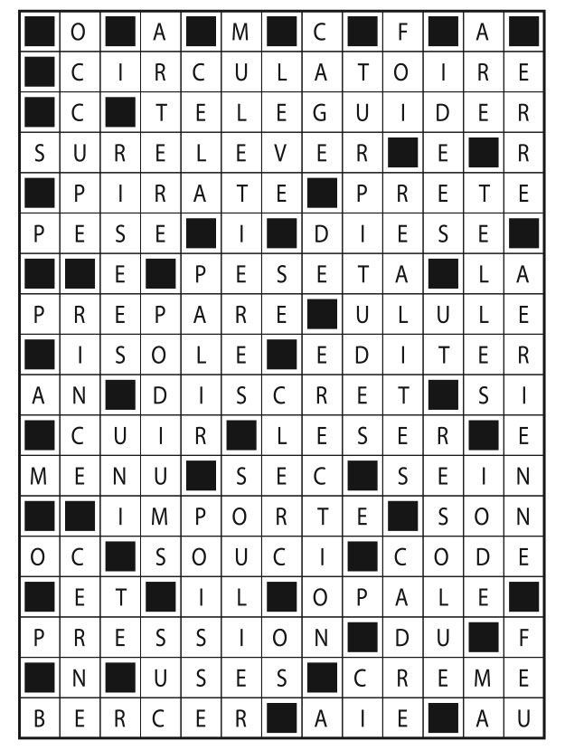 Solutions des mots fléchés du précédent numéro