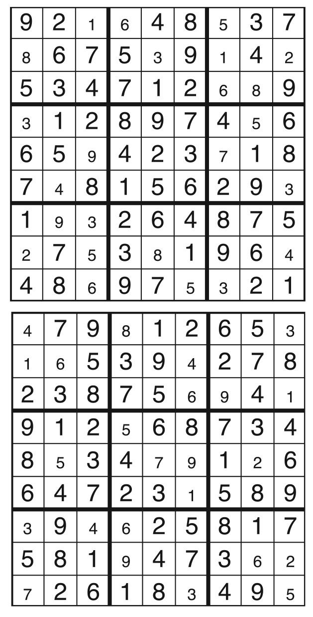 Solutions des sudokus du précédent numéro