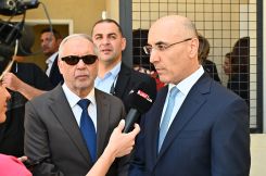 The Minister of the Interior Ahmad Hajjar giving an interview after the inauguration. Photo: Mohammad Yassine / L'OLJ