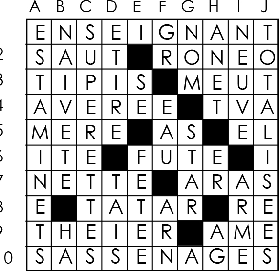 Solutions des mots croisés du précédent numéro