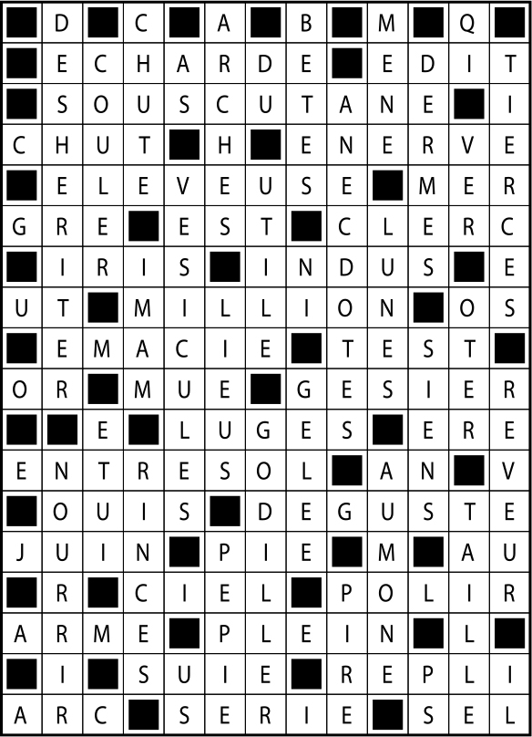 Solutions des mots fléchés du précédent numéro