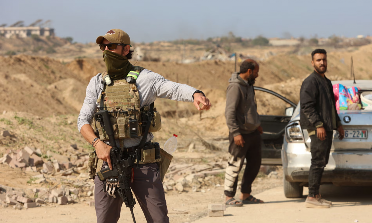 Who are the American mercenaries supposed to secure humanitarian aid in Gaza?