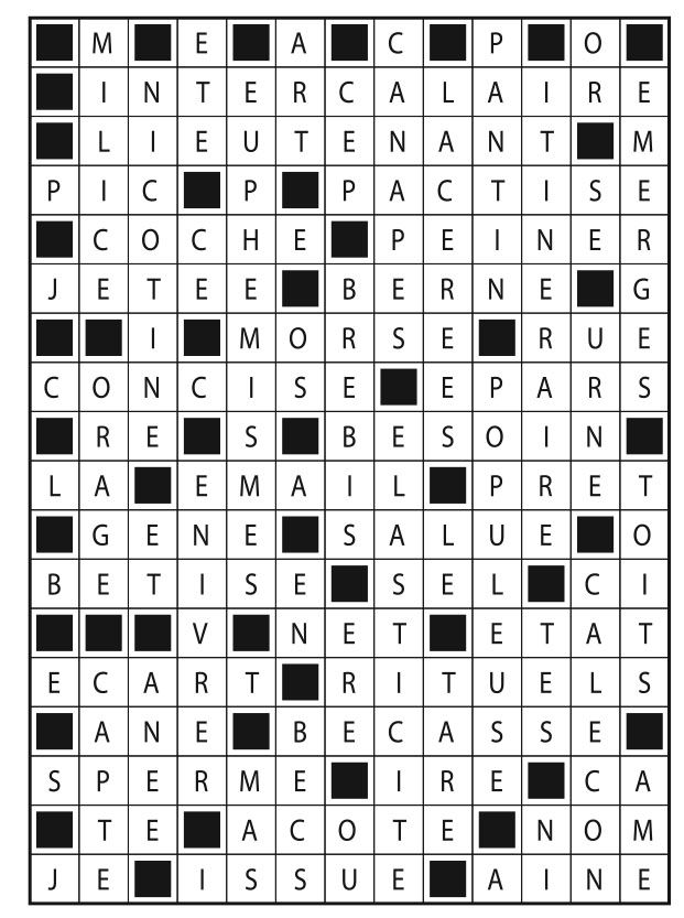 Solutions des mots fléchés du précédent numéro