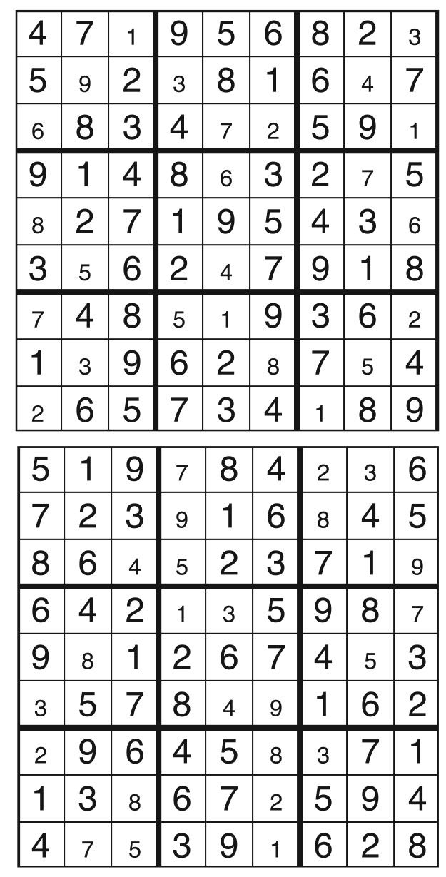 Solutions des sudokus du précédent numéro