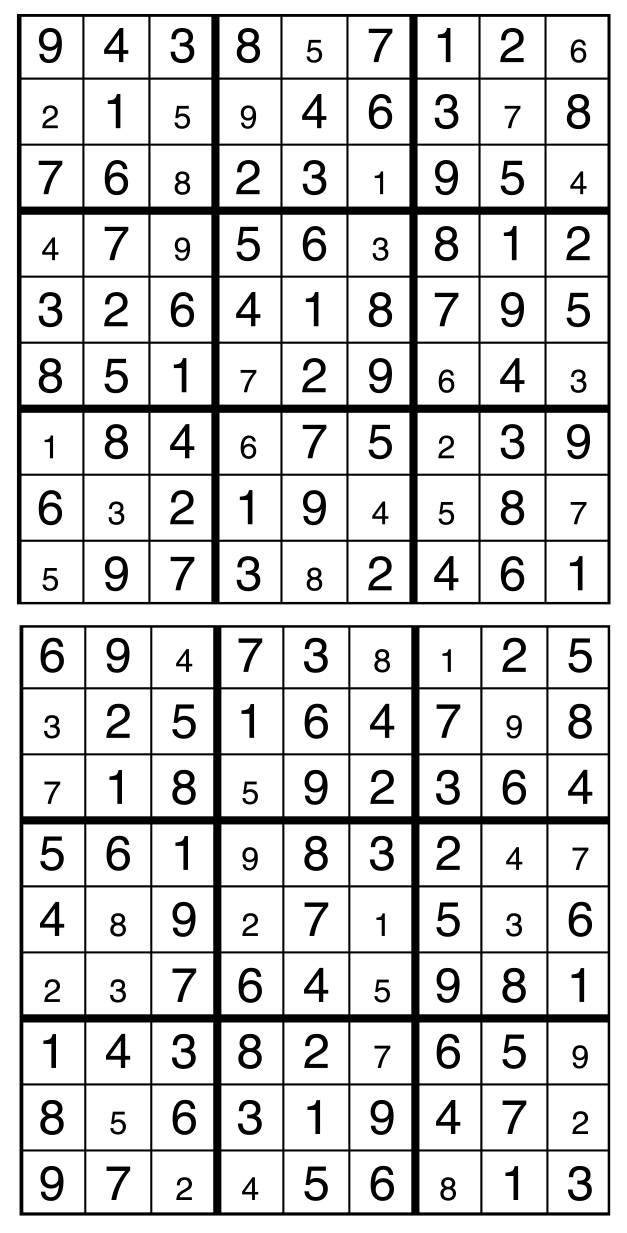 Solutions des sudokus du précédent numéro