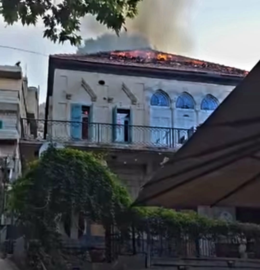 Fire at the 'Karaz' Hotel in Ehden