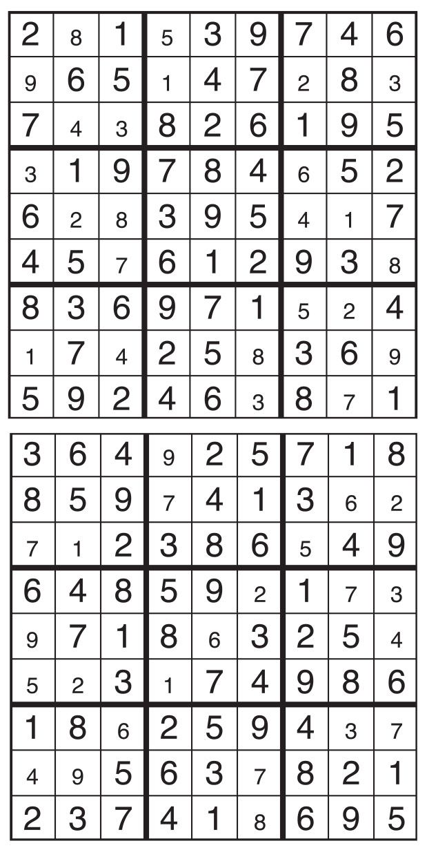 Solutions des sudokus du précédent numéro