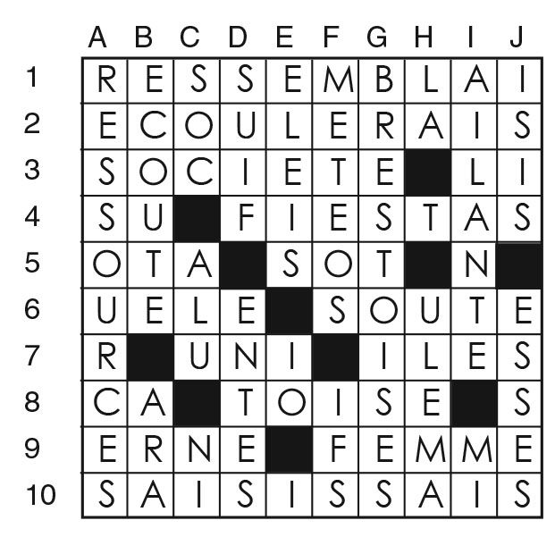 Solutions des mots croisés du précédent numéro