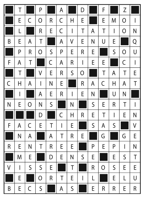Solutions des mots fléchés du précédent numéro