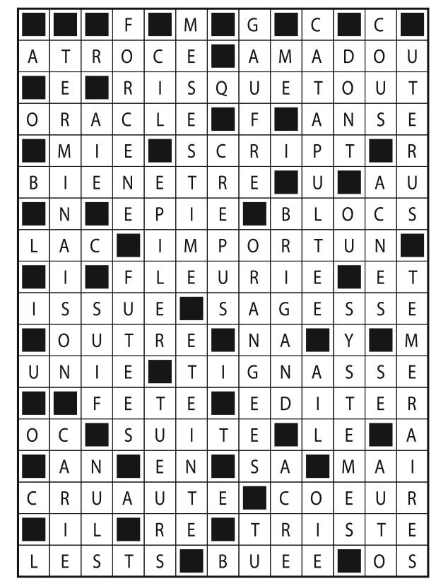 Solutions des mots fléchés du précédent numéro