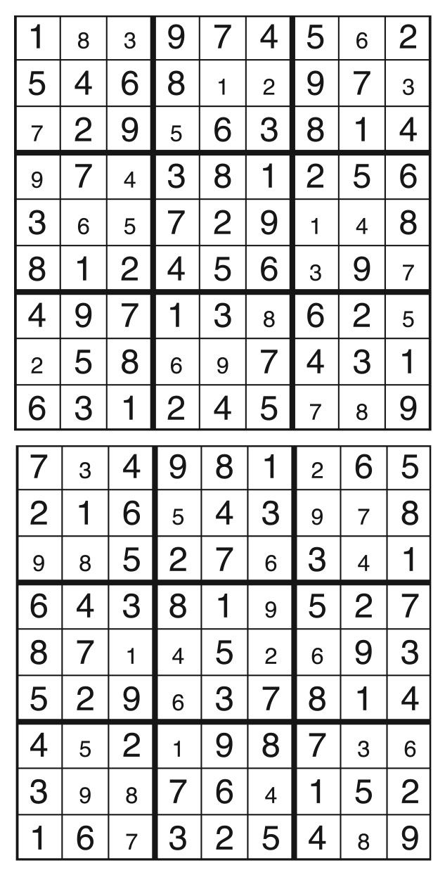 Solutions des sudokus du précédent numéro