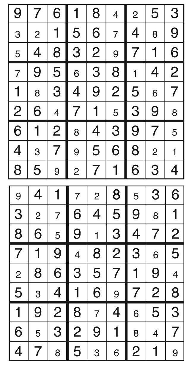 Solutions des sudokus du précédent numéro