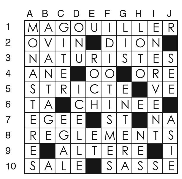 Solutions des mots croisés du précédent numéro