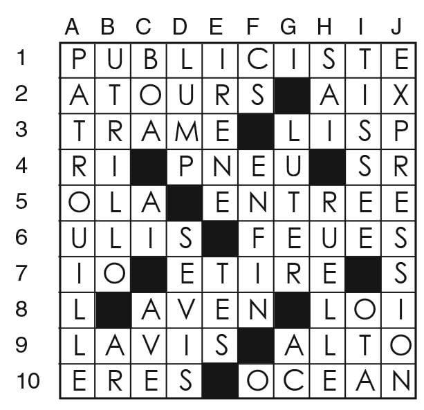Solutions des mots croisés du précédent numéro