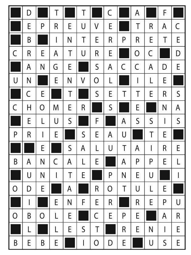 Solutions des mots fléchés du précédent numéro