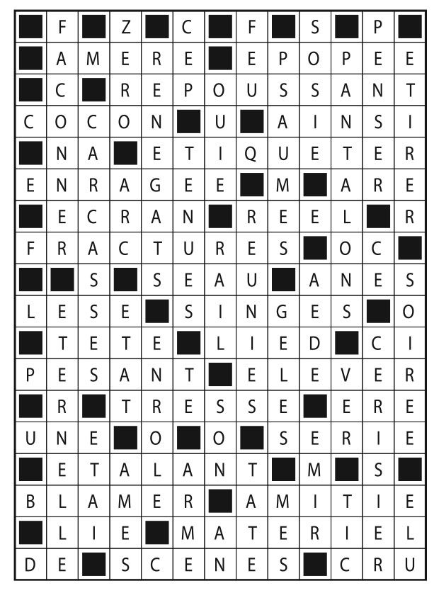 Solutions des mots fléchés du précédent numéro