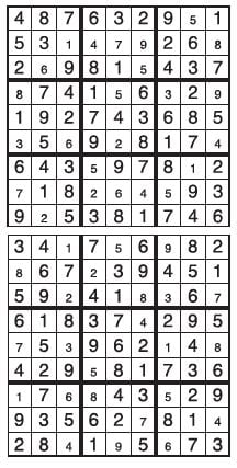 Solutions des sudokus du précédent numéro