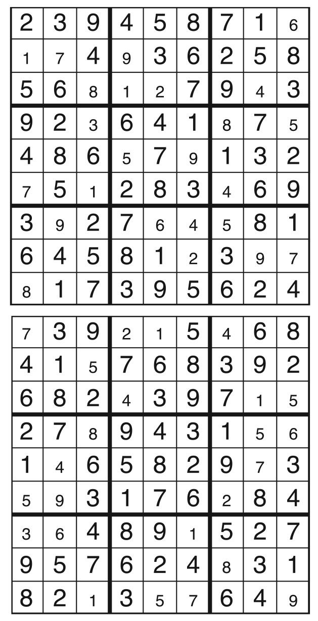 Solutions des sudokus du précédent numéro
