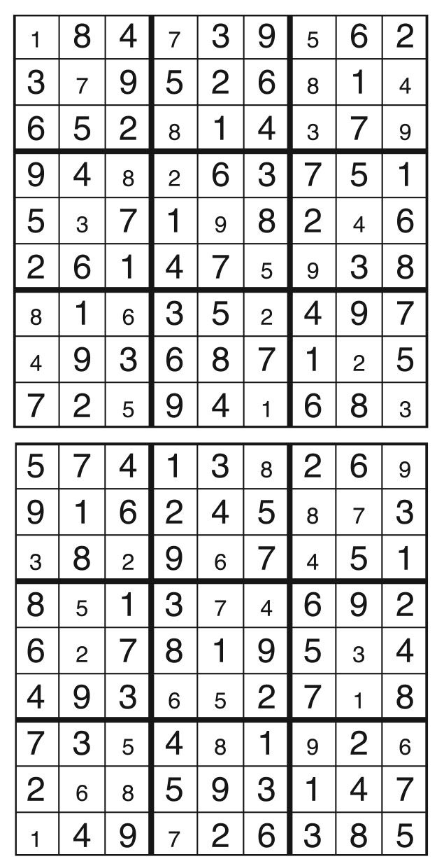 Solutions des sudokus du précédent numéro