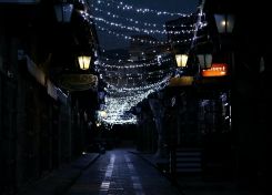 Jbeil's old souk, at night, on Jan. 21, 2021, during a lockdown due to the pandemic. (Credit: Matthieu Karam/L'Orient Today)