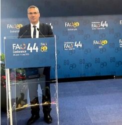 Agriculture Minister Nizar Hani the 44th FAO Conference in Rome. (Credit: Agriculture Ministry)