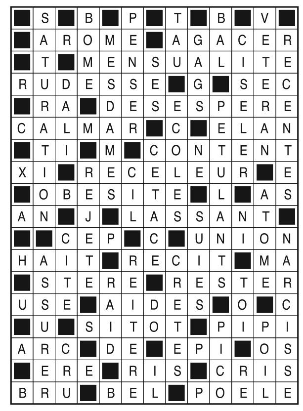 Solutions des mots fléchés du précédent numéro