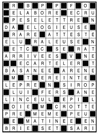 Solutions des mots fléchés du précédent numéro