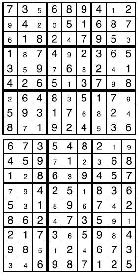 Solutions des sudokus du précédent numéro