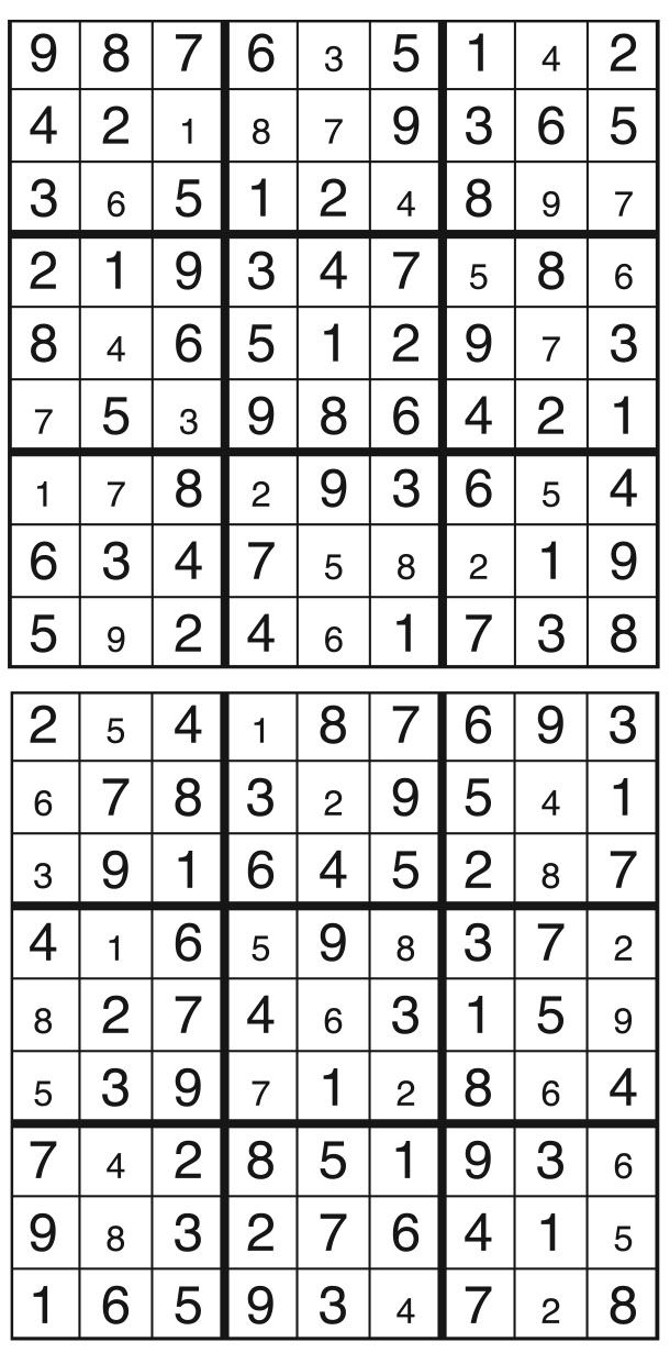 Solutions des sudokus du précédent numéro