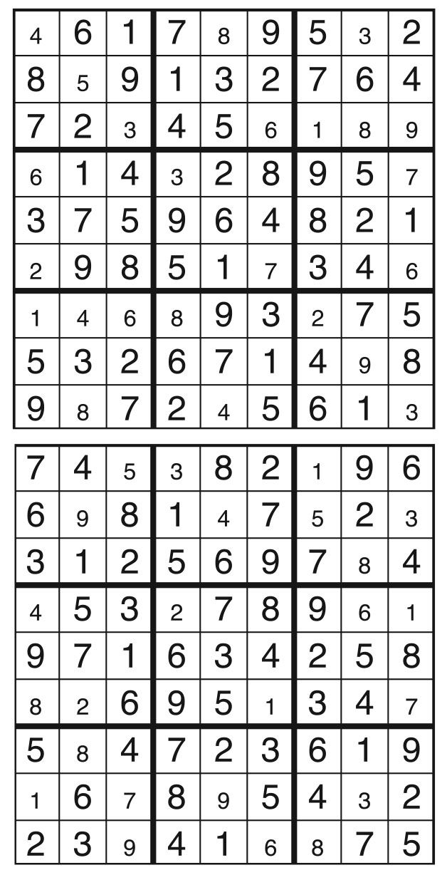 Solutions des sudokus du précédent numéro