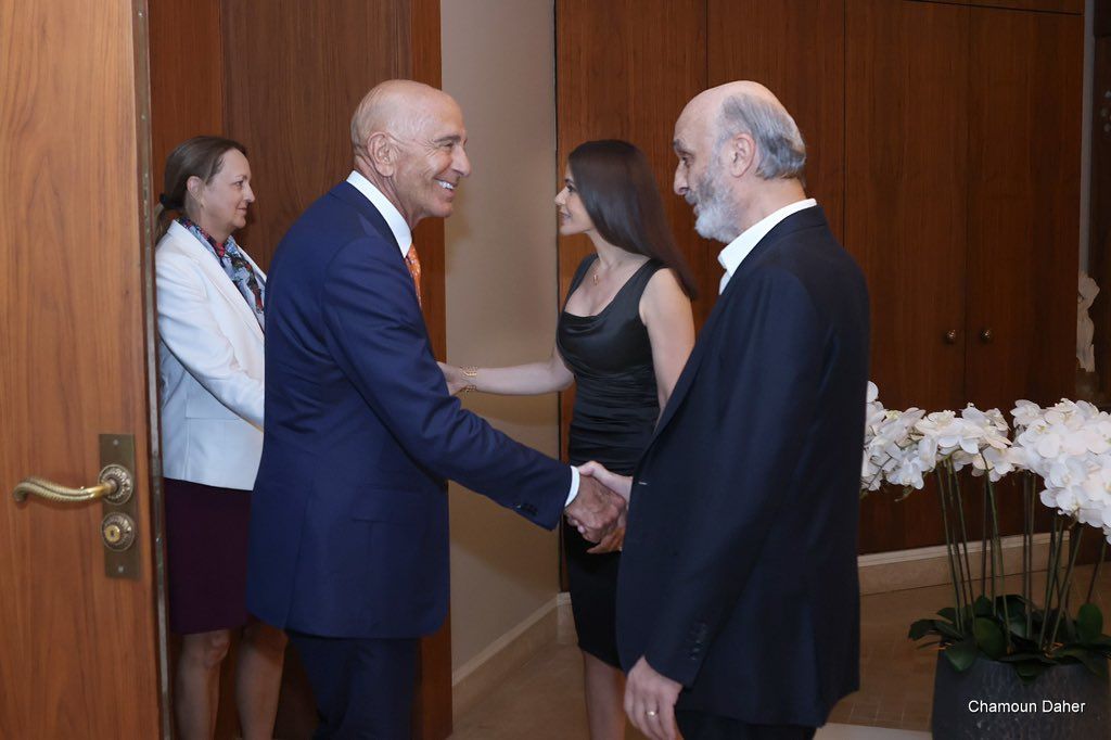 Barrack continues Lebanon tour, Geagea urges disbanding militias for ‘true state’ Barrack continues Lebanon tour, Geagea urges disbanding militias for ‘true state’
