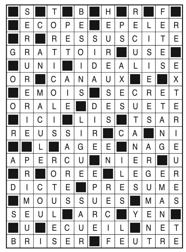 Solutions des mots fléchés du précédent numéro