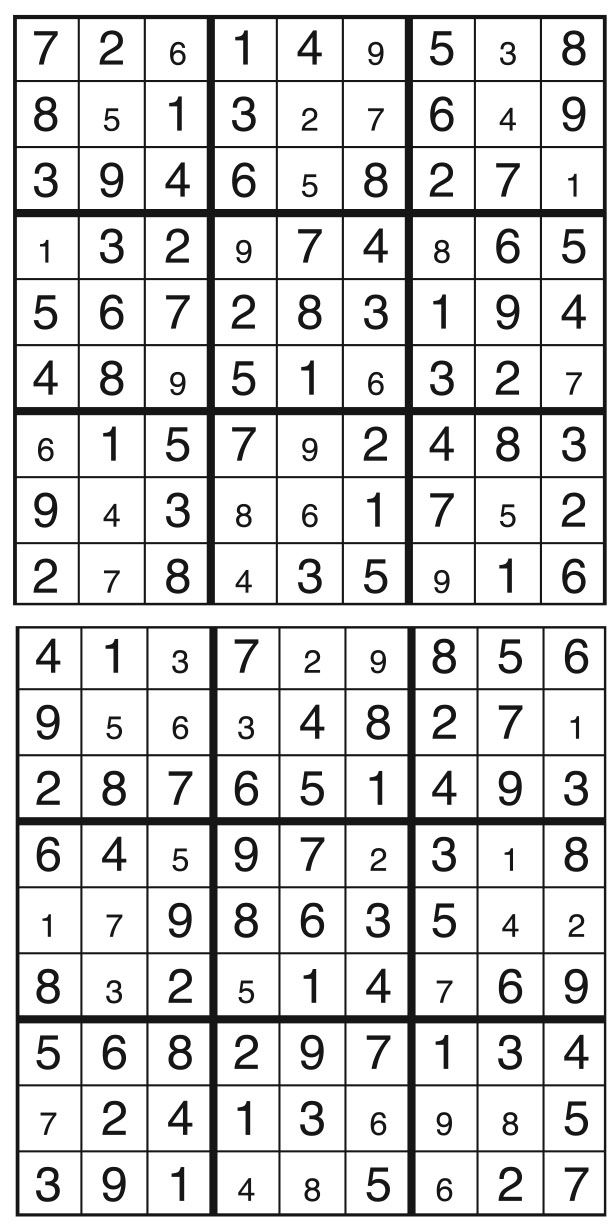 Solutions des sudokus du précédent numéro