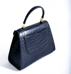 The Migdalah bag in midnight blue alligator, both familiar and unique. Photo Pedro Hasrouni/Rani Zakhem