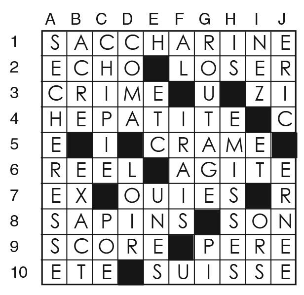 Solutions des mots croisés du précédent numéro